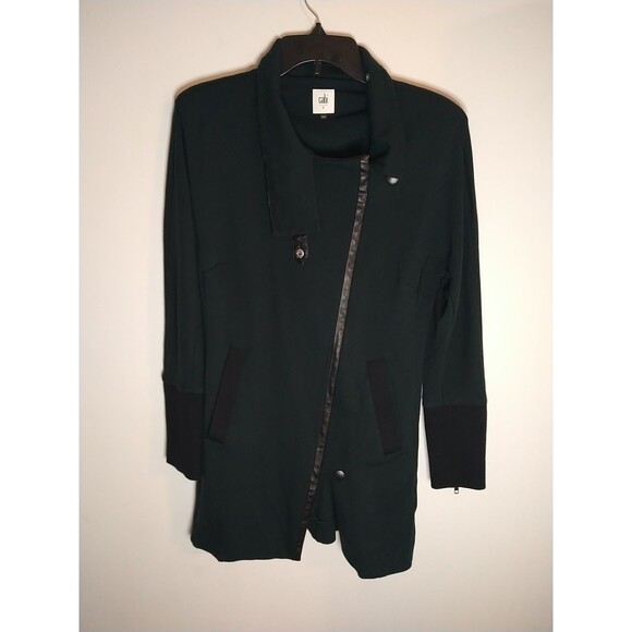 Cabi Turtleneck  Asymmetrical Zip Coat Sm Edgy Olive Green Y2K City - Picture 4 of 11